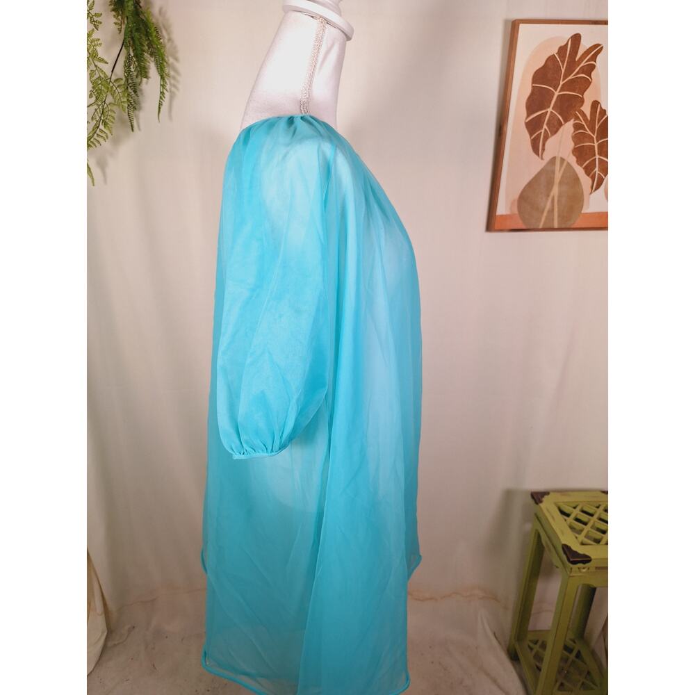 Fantasy Lingerie Women's Teal Vintage Nightgown Cover Small - Picture 3 of 5